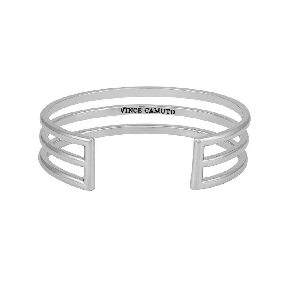 Vince Camuto Silver-Tone‎ Minimalist Three Bar Cuff Bracelet - Silver